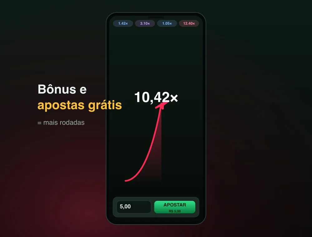Aviator em um celular mostrando um multiplicador alto e o painel de aposta